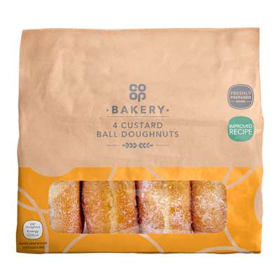 Co-op Bakery 4 Custard Ball Doughnuts Co-op Bakery 4 Custard Ball Doughnuts