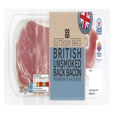 Co-op Unsmoked Rindless Back Bacon 280g