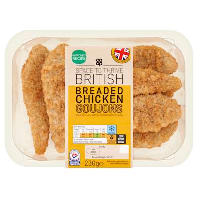 Co-op Breaded Chicken Goujons 230g Co-op Breaded Chicken Goujons 230g