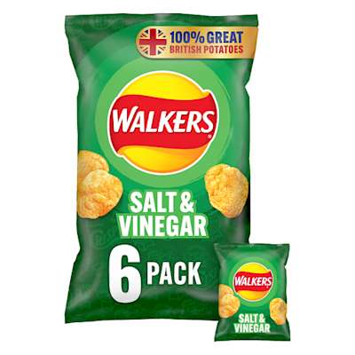 Walkers Salt And Vinegar Crisps 6 x 25g Walkers Salt And Vinegar Crisps 6 x 25g