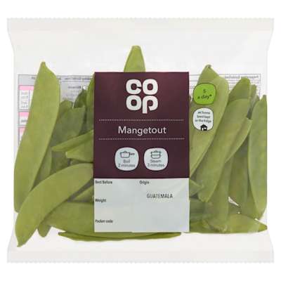Co-op Trimmed Mangetout Pre-pack 120g Co-op Trimmed Mangetout Pre-pack 120g