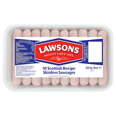 Lawsons 10 Scottish Recipe Thin Skinless 264g Lawsons 10 Scottish Recipe Thin Skinless 264g