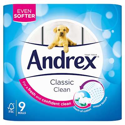 Andrex Classic Clean Toilet Tissue 9 Roll Andrex Classic Clean Toilet Tissue 9 Roll