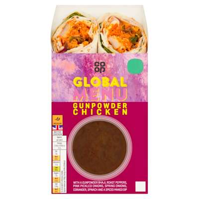 Co-op Global Menu Indian Gunpowder Chicken Wrap With Dip Co-op Global Menu Indian Gunpowder Chicken Wrap With Dip