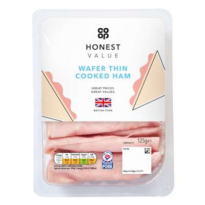 Co-op Honest Value Wafer Thin Cooked Ham 125g Co-op Honest Value Wafer Thin Cooked Ham 125g