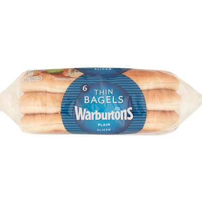 Warburtons Plain Thin Bagels 6s Warburtons Plain Thin Bagels 6s