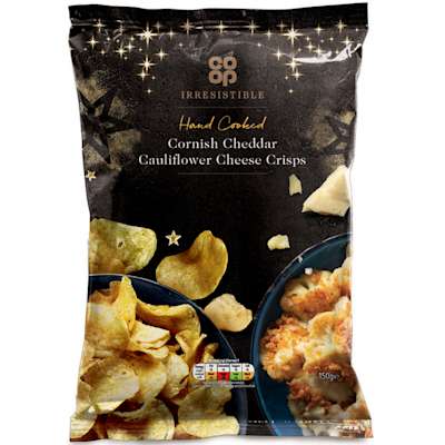 Co-op Irresistible Cornish Cheddar Cauliflower Cheese Crisps 150g Co-op Irresistible Cornish Cheddar Cauliflower Cheese Crisps 150g