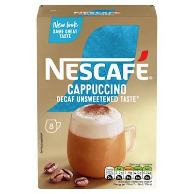 Nescafe Cappuccino Decaf Unsweetened Instant Coffee 8 x 14.2g Sachets Nescafe Cappuccino Decaf Unsweetened Instant Coffee 8 x 14.2g Sachets