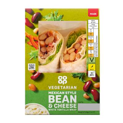 Co-op Vegetarian Mexican Style Bean & Cheese White Tortilla Wrap Co-op Vegetarian Mexican Style Bean & Cheese White Tortilla Wrap