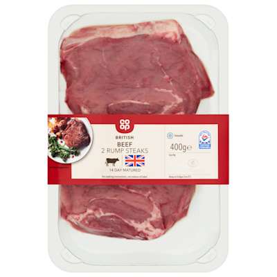 Co-op British Beef Rump Steak Twin Pack 400g Co-op British Beef Rump Steak Twin Pack 400g