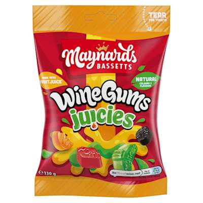 Maynards Bassetts Wine Gums Sweets Bag 130g Maynards Bassetts Wine Gums Sweets Bag 130g
