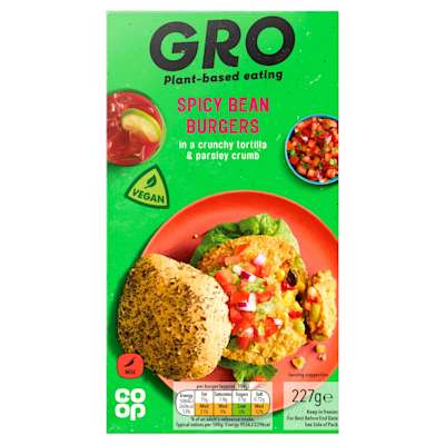 GRO Spicy Bean Burgers 227g GRO Spicy Bean Burgers 227g