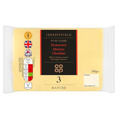 Co-op Irresistible Somerset Mature Cheddar Cheese 340g Co-op Irresistible Somerset Mature Cheddar Cheese 340g
