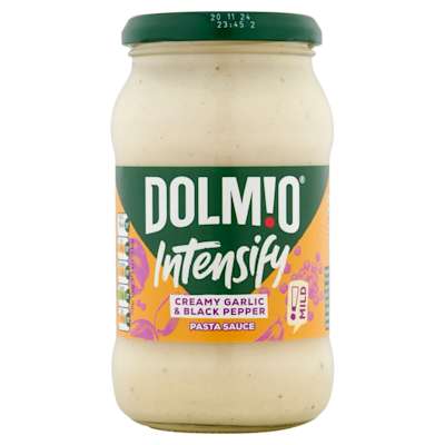 Dolmio Intensify Mild Creamy Garlic & Black Pepper Pasta Sauce 390g Dolmio Intensify Mild Creamy Garlic & Black Pepper Pasta Sauce 390g