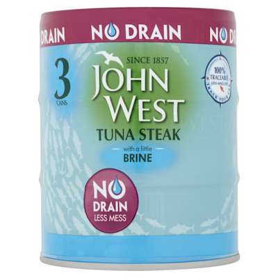 John West No Drain Tuna Steak In Brine 3x110g John West No Drain Tuna Steak In Brine 3x110g