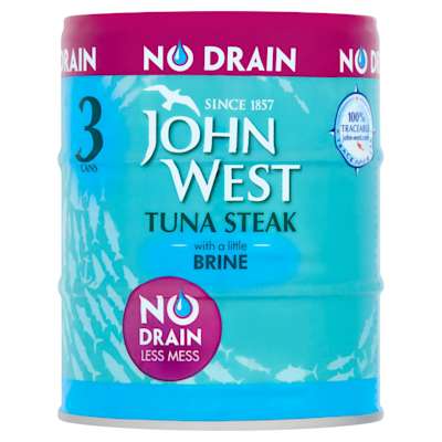 John West No Drain Tuna Steak with a Little Brine 3x110g John West No Drain Tuna Steak with a Little Brine 3x110g