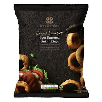 Co-op Irresistible Beer Battered Onion Rings 350g Co-op Irresistible Beer Battered Onion Rings 350g