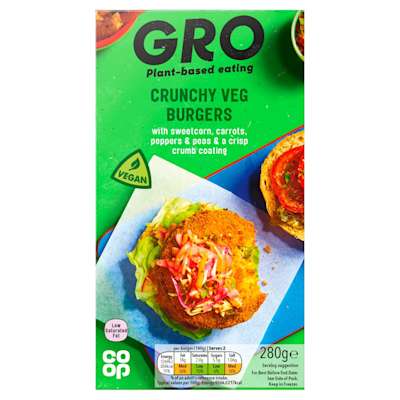 GRO Crunchy Veg Burgers 280g GRO Crunchy Veg Burgers 280g