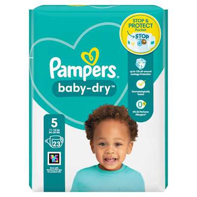Pampers Baby Dry Size 5 Carry Pack 11kg-23kg 23s Pampers Baby Dry Size 5 Carry Pack 11kg-23kg 23s