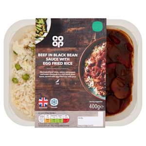 Co-op Beef in Black Bean Sauce with Egg Fried Rice 400g Co-op Beef in Black Bean Sauce with Egg Fried Rice 400g