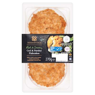 Co-op Irresistible Cod and Parsley Fish Cakes 270g Co-op Irresistible Cod and Parsley Fish Cakes 270g