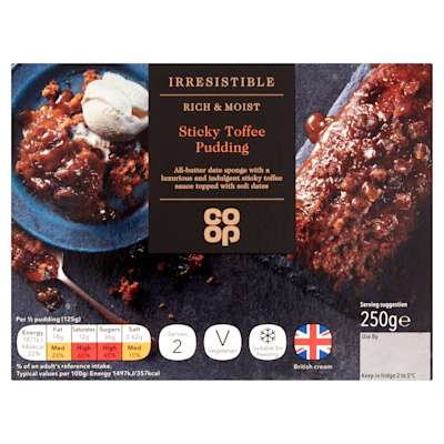Co-op Irresistible Sticky Toffee Pudding 250g Co-op Irresistible Sticky Toffee Pudding 250g