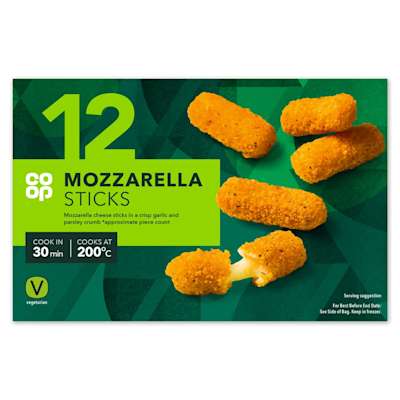 Co-op 12 Mozzarella Sticks 180g Co-op 12 Mozzarella Sticks 180g