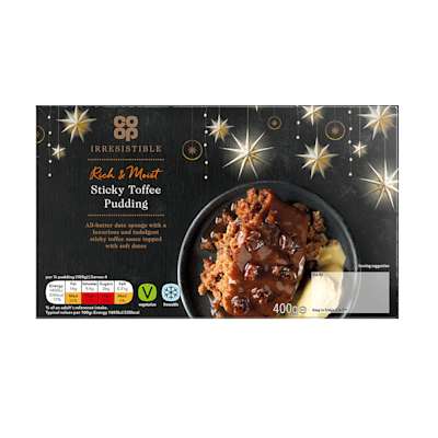 Co-op Irresistible Sticky Toffee Sponge Pudding 400g Co-op Irresistible Sticky Toffee Sponge Pudding 400g