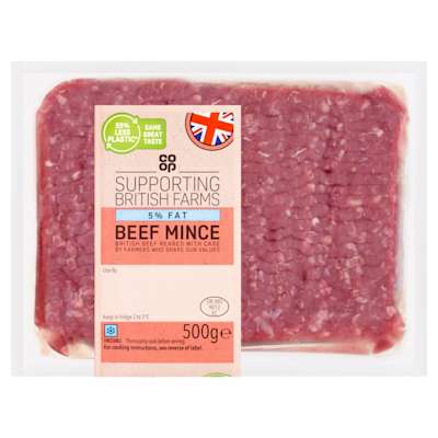Co-op British 5% Fat Beef Mince 500g Co-op British 5% Fat Beef Mince 500g