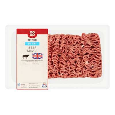 Co-op British 5% Fat Beef Mince 500g Co-op British 5% Fat Beef Mince 500g