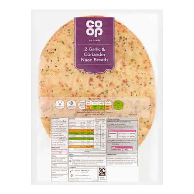 Co-op Garlic and Coriander Naan 260g Co-op Garlic and Coriander Naan 260g