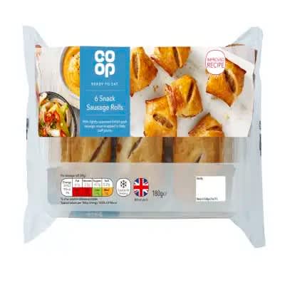 Co-op Snack Sausage Rolls 6 pack 180g Co-op Snack Sausage Rolls 6 pack 180g