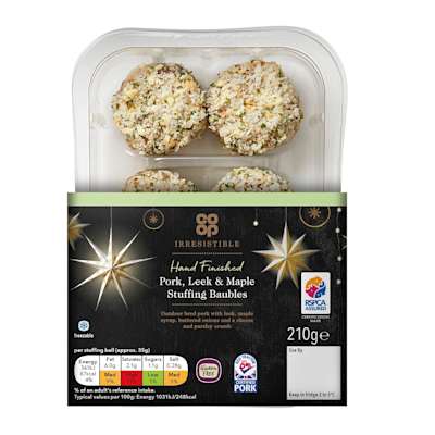 Co-op Irresistible Pork Leek & Maple Stuffing Ball 210g Co-op Irresistible Pork Leek & Maple Stuffing Ball 210g