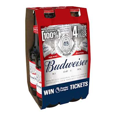 Budweiser Bottles 4x300ml Budweiser Bottles 4x300ml