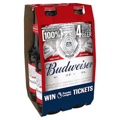 Budweiser Bottles 4x300ml Budweiser Bottles 4x300ml