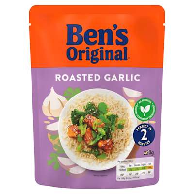 Bens Original Roasted Garlic Microwave Rice 220g Bens Original Roasted Garlic Microwave Rice 220g