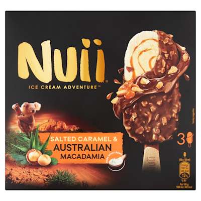 Nuii Salted Caramel & Australian Macadamia Ice Cream Bars 3x90ml Nuii Salted Caramel & Australian Macadamia Ice Cream Bars 3x90ml