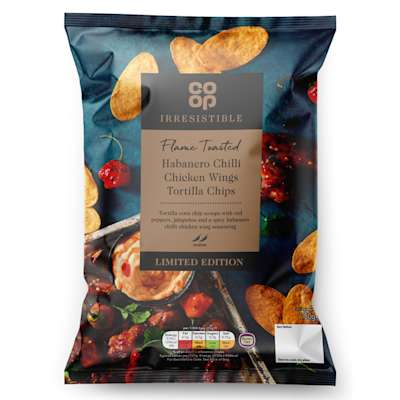 Co-op Irresistible Habanero Chilli Chicken Wings Tortilla Chips 150g Co-op Irresistible Habanero Chilli Chicken Wings Tortilla Chips 150g