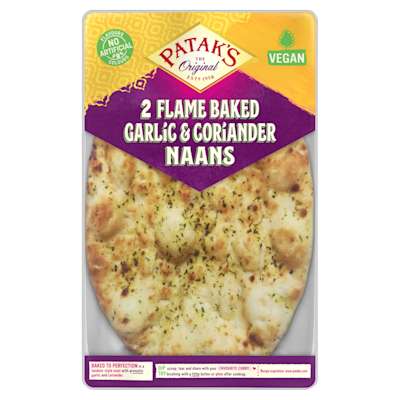 Pataks Garlic & Coriander Naan Breads x2 220g Pataks Garlic & Coriander Naan Breads x2 220g