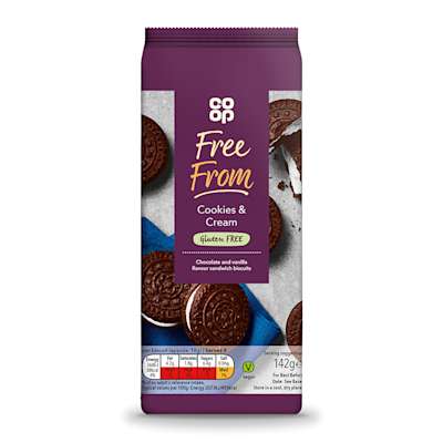 Co-op Free From Cookies & Cream Biscuits 142g Co-op Free From Cookies & Cream Biscuits 142g