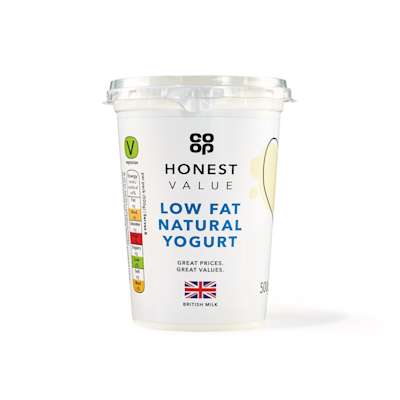 Co-op Honest Value Low Fat Natural Yogurt 500g Co-op Honest Value Low Fat Natural Yogurt 500g