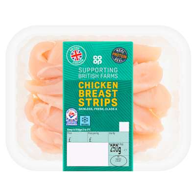 Co-op Chicken Breast Strips 250g Co-op Chicken Breast Strips 250g