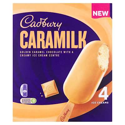 Cadbury Caramilk Ice Cream 4 x 90ml Cadbury Caramilk Ice Cream 4 x 90ml