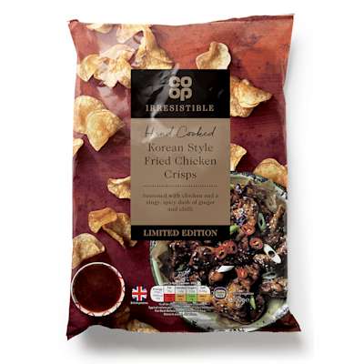 Co-op Irresistible Korean Fried Chicken Crisps 150g Co-op Irresistible Korean Fried Chicken Crisps 150g