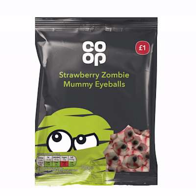 Co-op Strawberry Zombie Mummy Eyeballs 140g Co-op Strawberry Zombie Mummy Eyeballs 140g