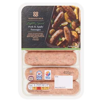 Co-op Irresistible Pork and Apple Sausages 400g Co-op Irresistible Pork and Apple Sausages 400g
