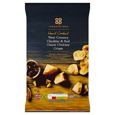 Co-op Irresistible Mature Cheddar and Caramelised Red Onion Crisps 150g Co-op Irresistible Mature Cheddar and Caramelised Red Onion Crisps 150g