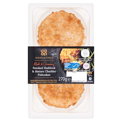 Co-op Irresistible Smoked Haddock & Mature Cheddar Fishcakes 270g Co-op Irresistible Smoked Haddock & Mature Cheddar Fishcakes 270g