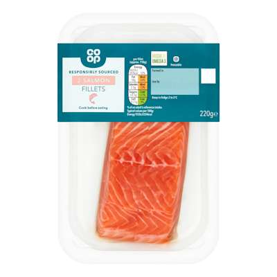 Co-op Responsibly Sourced 2 Salmon Fillets 220g Co-op Responsibly Sourced 2 Salmon Fillets 220g