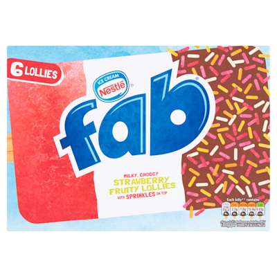 Fab Strawberry Ice Lollies 6x58ml Fab Strawberry Ice Lollies 6x58ml